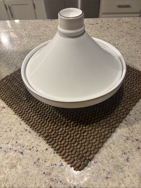 Pottery Barn White Glazed Terracotta Tagine 11”
